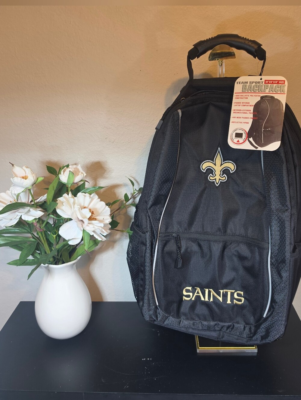 New Orleans Saints NFL Team Sport Backpack 19" Laptop Padded Black NWT